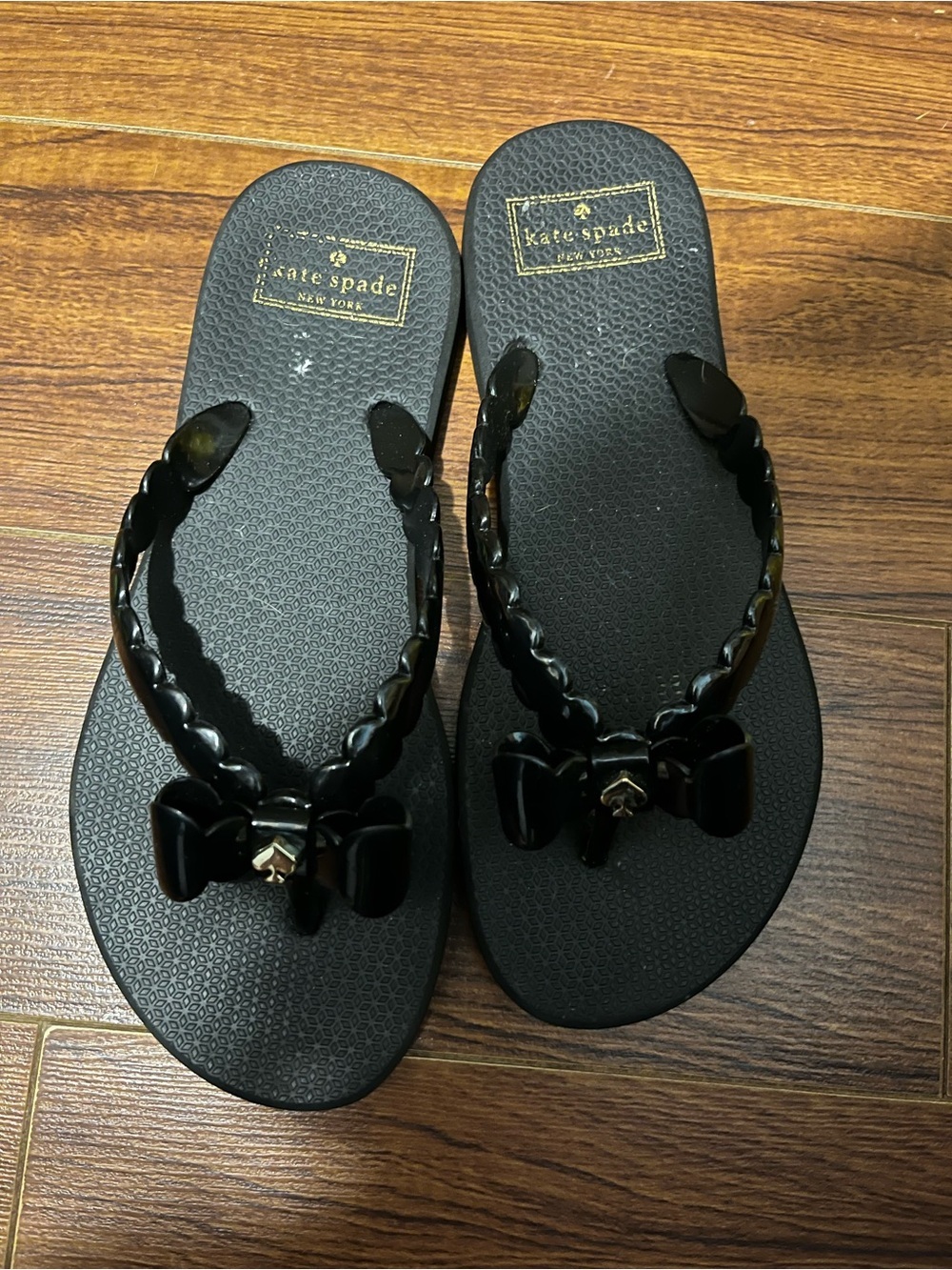 kate spade Black Bow Thong Sandals 7/8